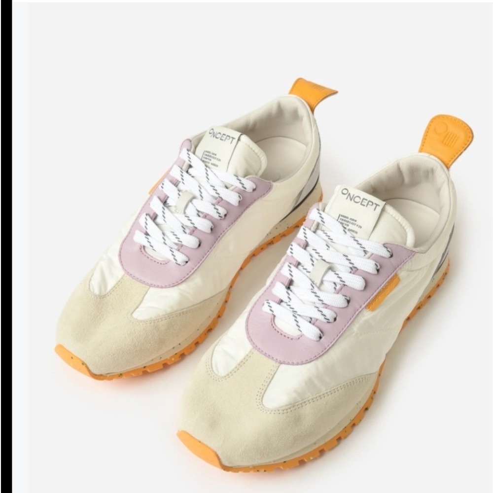 Oncept Tokyo Sneakers Womens Cream Lavender Yellow Retro Low Top Trainers